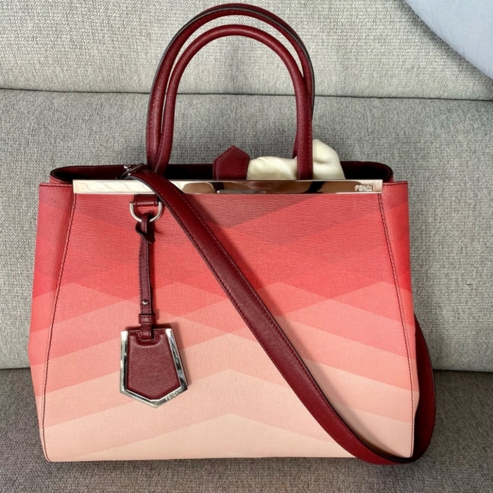 Fendi Shopping 2Jours Medium Ombré Vitello Rosso + Ciliegia